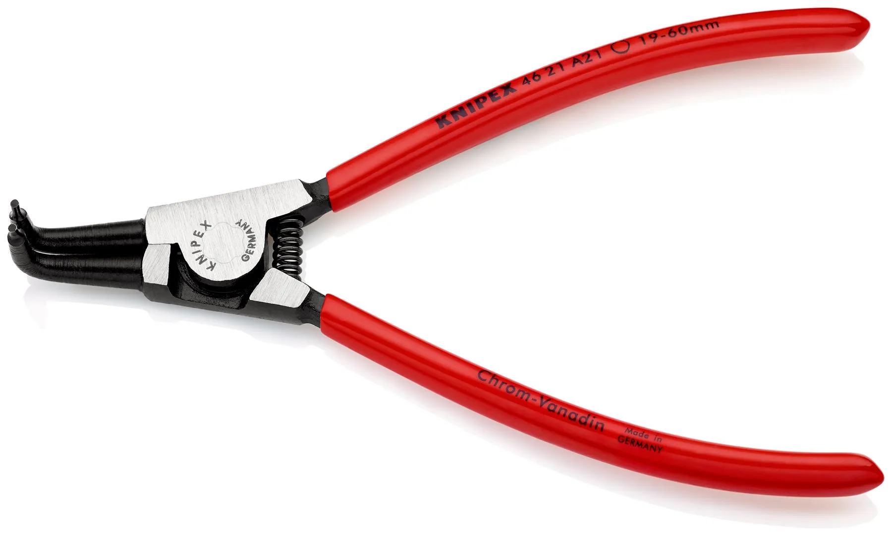 KNIPEX Circlip Pliers for External Circlips on Shafts 90° Angled 170mm 1.8mm Diameter Tips 46 21 A21