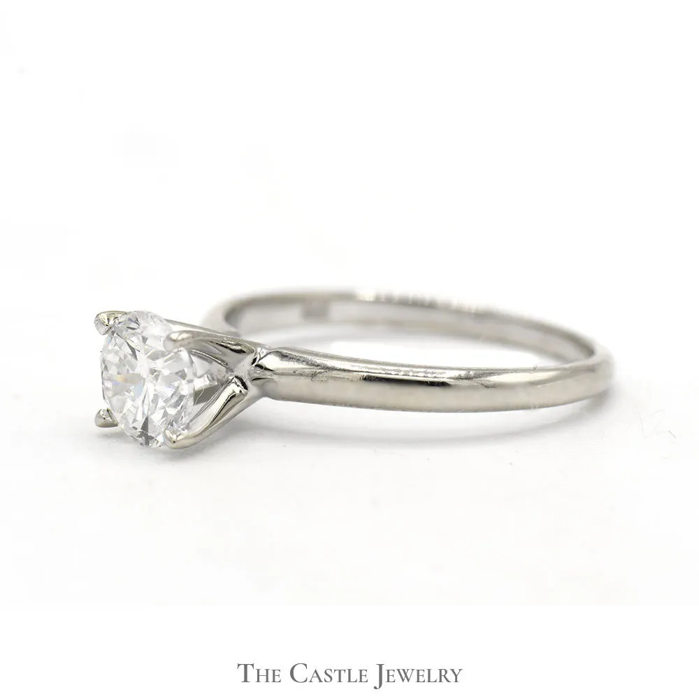 Lab Grown 1ct SI2 E Diamond Solitaire Engagement Ring in 14k White Gold