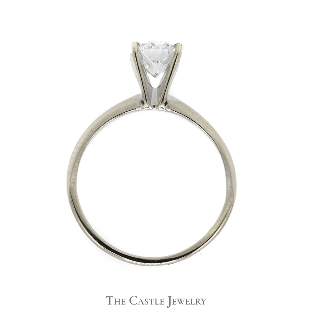 Lab Grown 1ct SI2 E Diamond Solitaire Engagement Ring in 14k White Gold