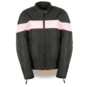 Ladies Lightweight Black Textile Jacket w/ Stretch & Reflective Piping