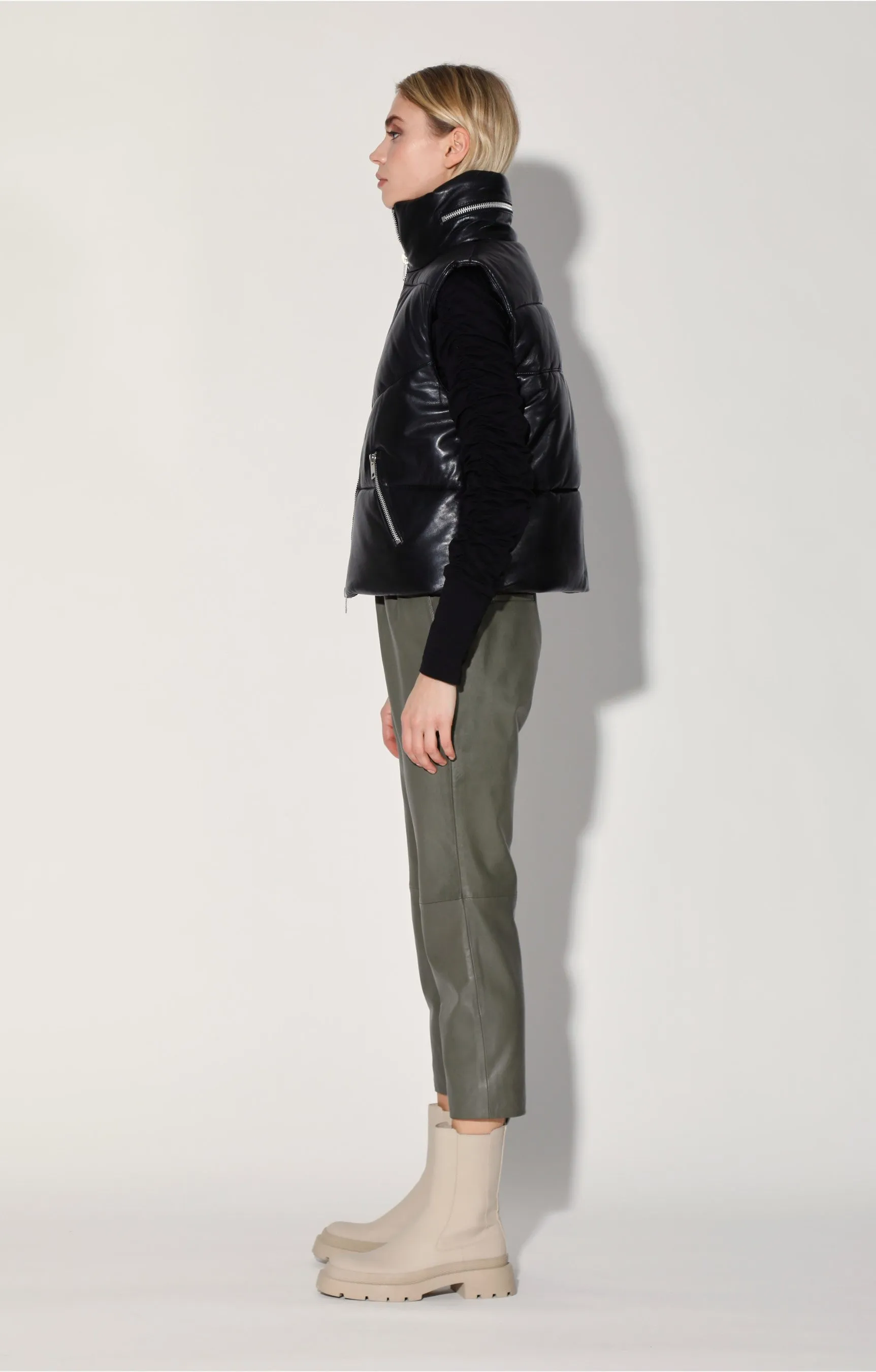 Landon Vest, Black - Puffer Leather by Walter Baker