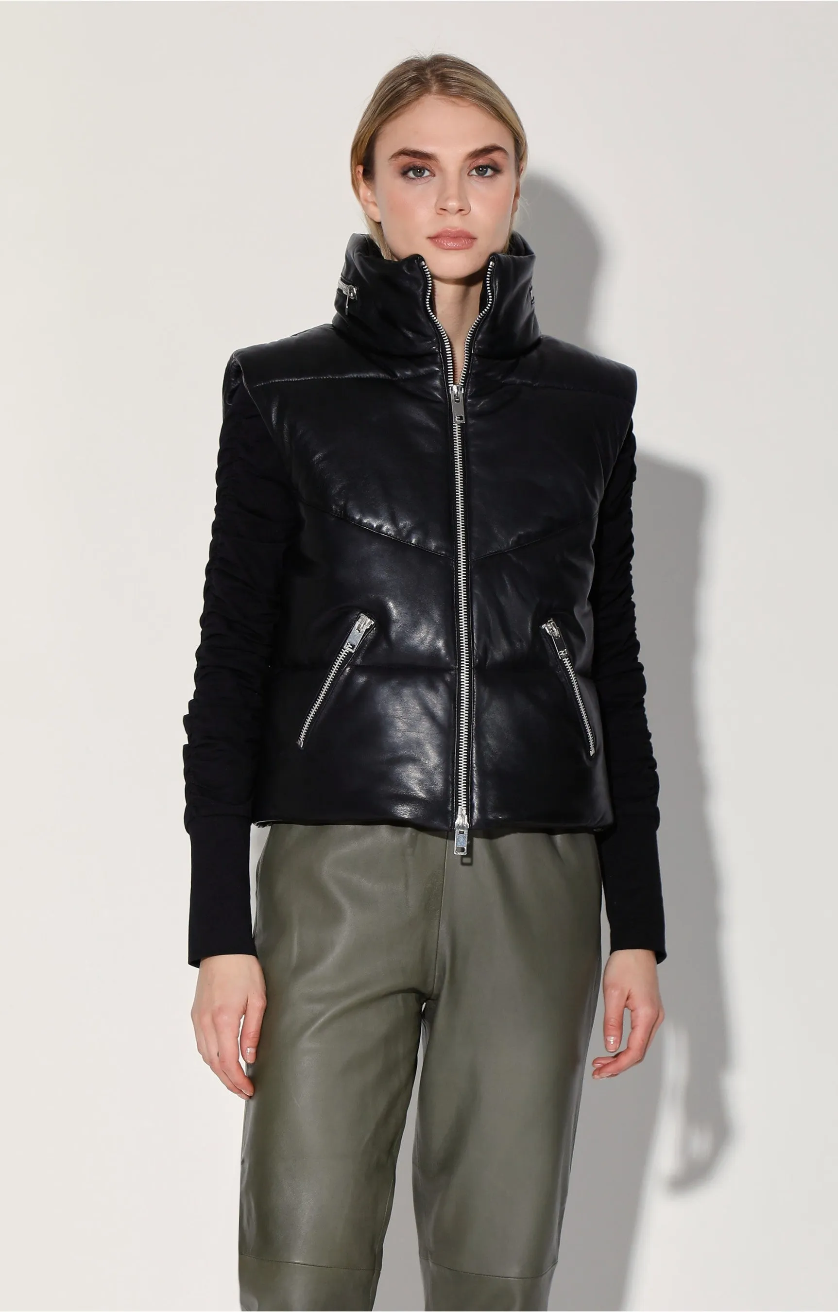 Landon Vest, Black - Puffer Leather by Walter Baker