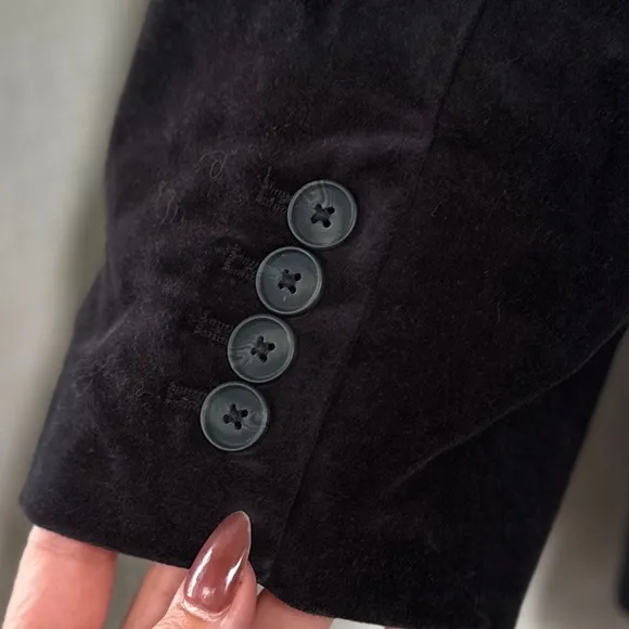 LANDS END NWT 2X Velvet Blazer Jacket • Black Charcoal Gray • Fall Winter