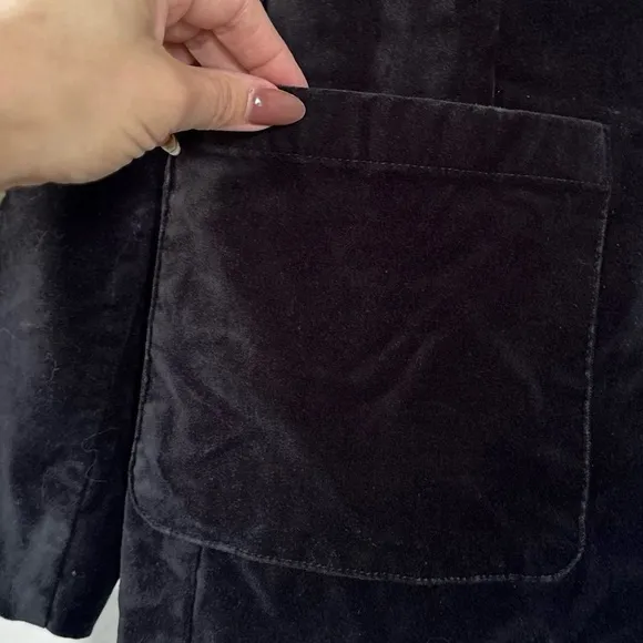 LANDS END NWT 2X Velvet Blazer Jacket • Black Charcoal Gray • Fall Winter