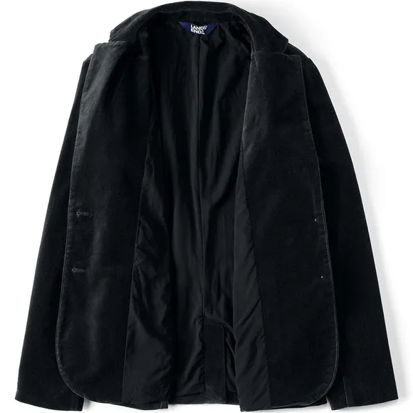 LANDS END NWT 2X Velvet Blazer Jacket • Black Charcoal Gray • Fall Winter