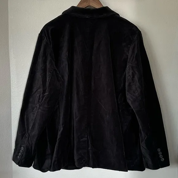 LANDS END NWT 2X Velvet Blazer Jacket • Black Charcoal Gray • Fall Winter