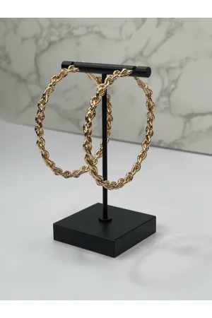 Large Twisted Rope Hoop Earrings