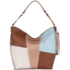 Leather Med Brown/Multicolor Shoulder Hobo