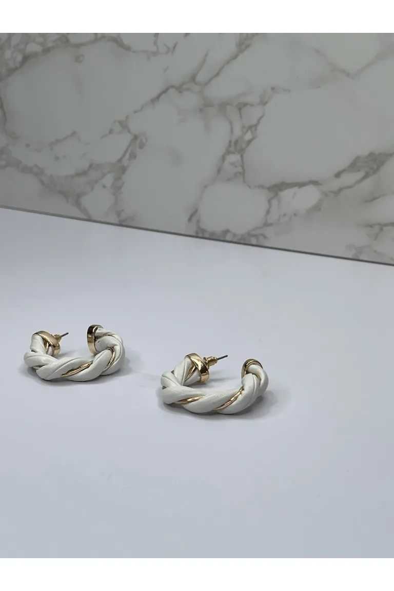 Leather Twist Hoop Earrings