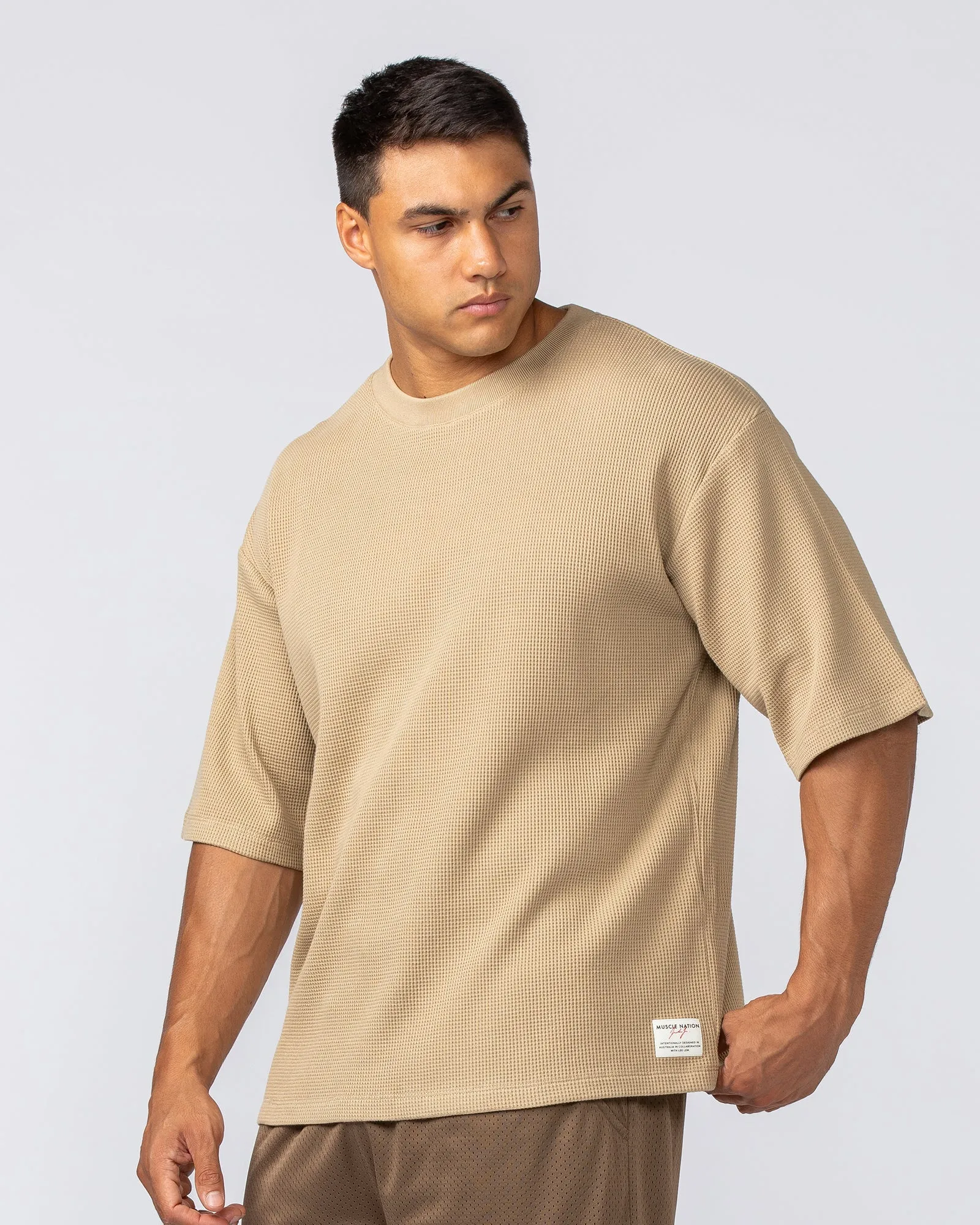 Lee Lem Short Boxy Waffle Tee -   Butterscotch