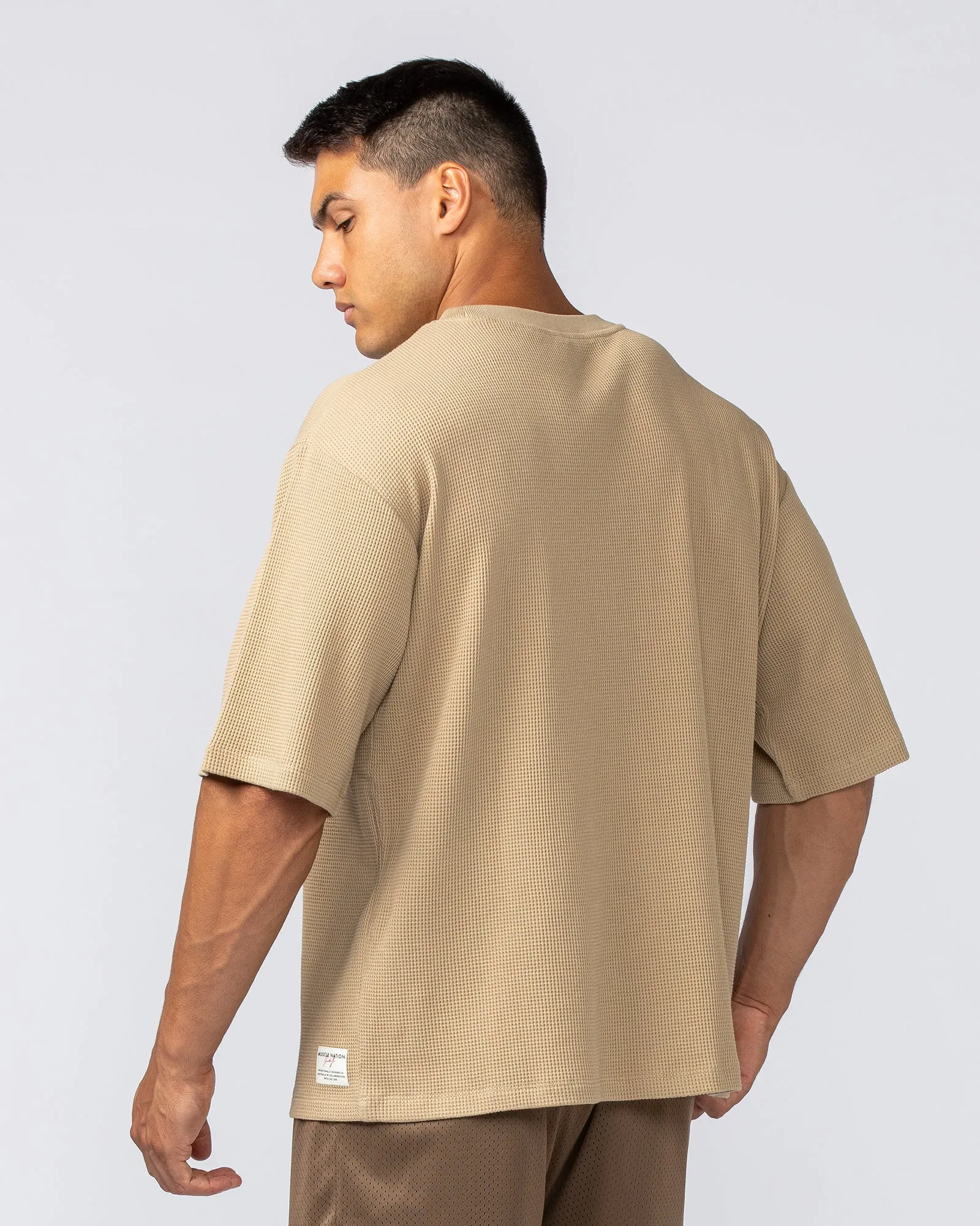 Lee Lem Short Boxy Waffle Tee -   Butterscotch