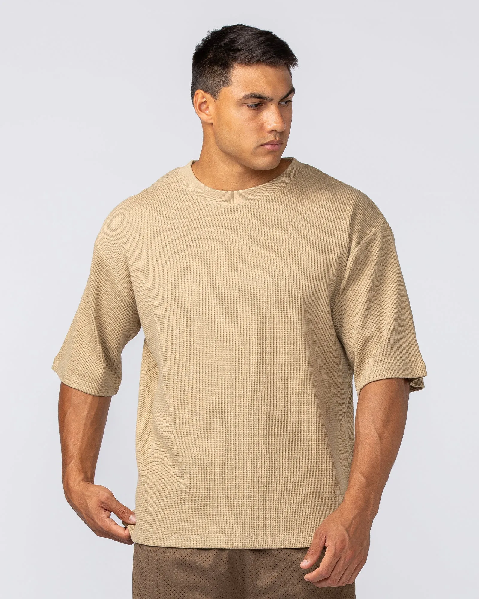 Lee Lem Short Boxy Waffle Tee -   Butterscotch