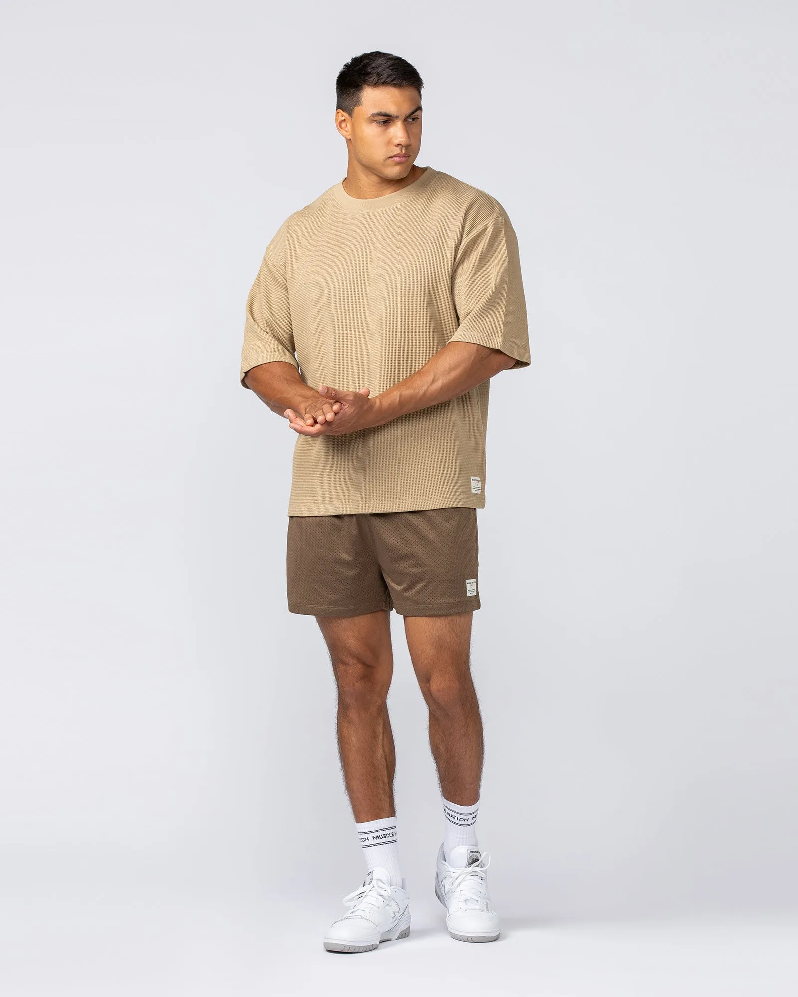 Lee Lem Short Boxy Waffle Tee -   Butterscotch