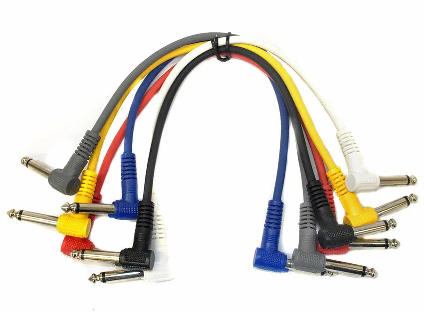 Leem 1ft FX-Pedal Patch Cables 6pk (1/4" Right-Angled Plug - 1/4" Right-Angled Plug)