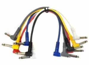 Leem 1ft FX-Pedal Patch Cables 6pk (1/4" Right-Angled Plug - 1/4" Right-Angled Plug)