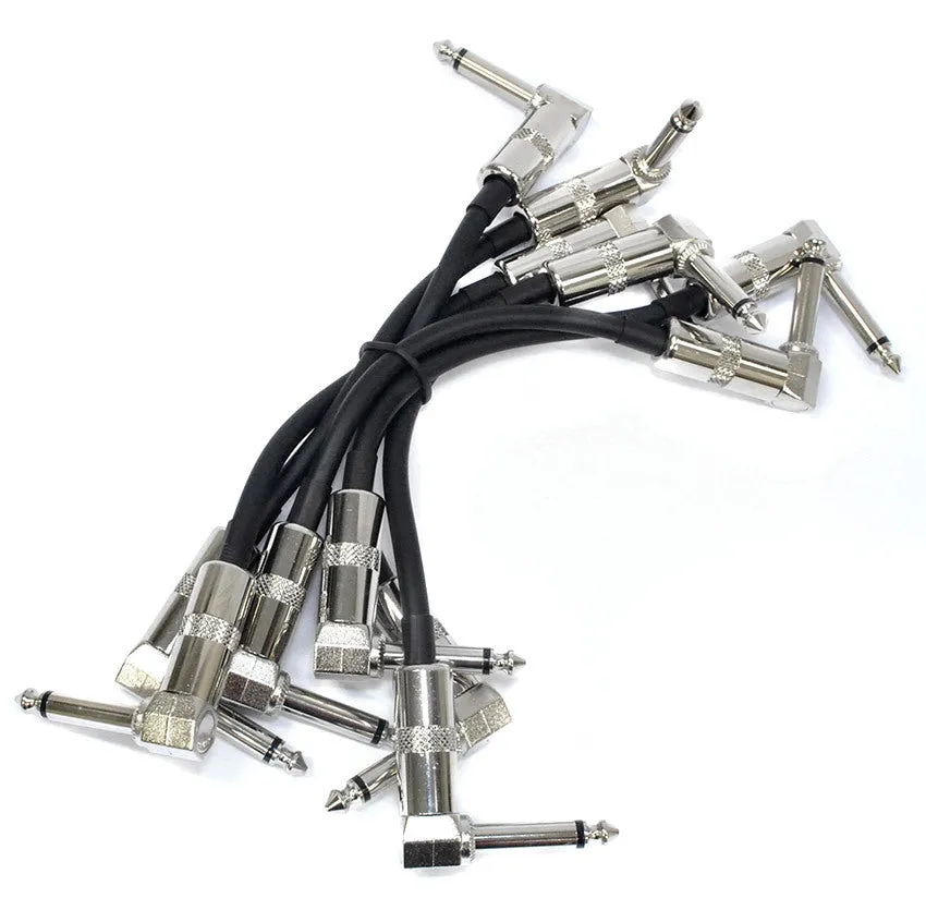 Leem 6" Deluxe FX-Pedal Patch Cables 6pk (1/4" Right-Angled Plug - 1/4" Right-Angled Plug)