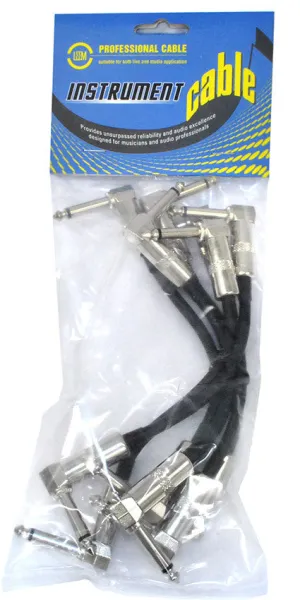 Leem 6" Deluxe FX-Pedal Patch Cables 6pk (1/4" Right-Angled Plug - 1/4" Right-Angled Plug)