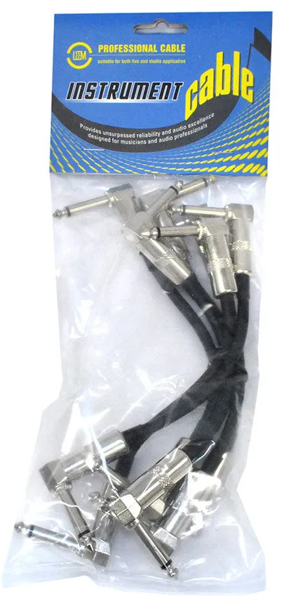 Leem 6" Deluxe FX-Pedal Patch Cables 6pk (1/4" Right-Angled Plug - 1/4" Right-Angled Plug)