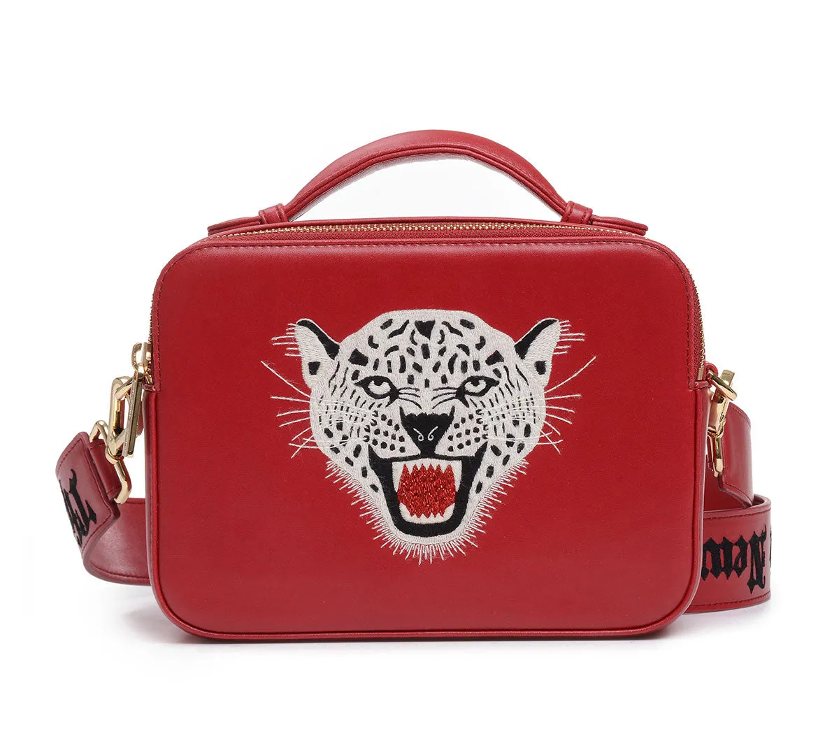 LEOPARD EMBROIDERED CROSSBODY BAG