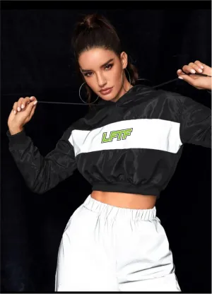 LFTF Black Reflective Crop Hoodie