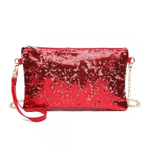 Lh1765 Rd- Miss Lulu Sequins Clutch Evening Bag Red