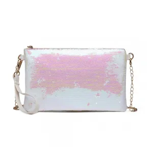 Lh1765 We- Miss Lulu Sequins Clutch Evening Bag White