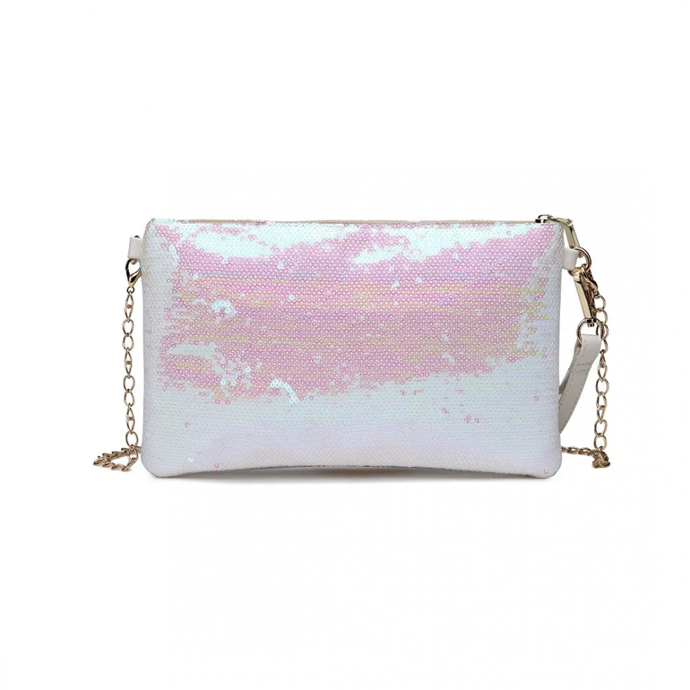 Lh1765 We- Miss Lulu Sequins Clutch Evening Bag White