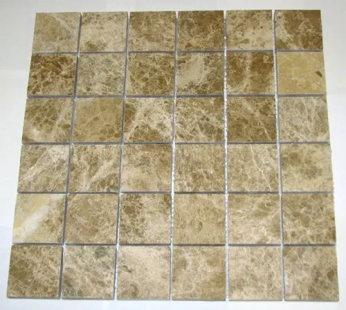Light Emperador Polished Mosaics 2x2 Meshed on 12" X 12" Sheet for Backsplash, Shower Walls, Bathroom Floors.