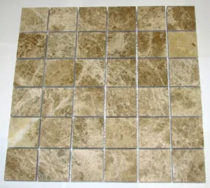 Light Emperador Polished Mosaics 2x2 Meshed on 12" X 12" Sheet for Backsplash, Shower Walls, Bathroom Floors.