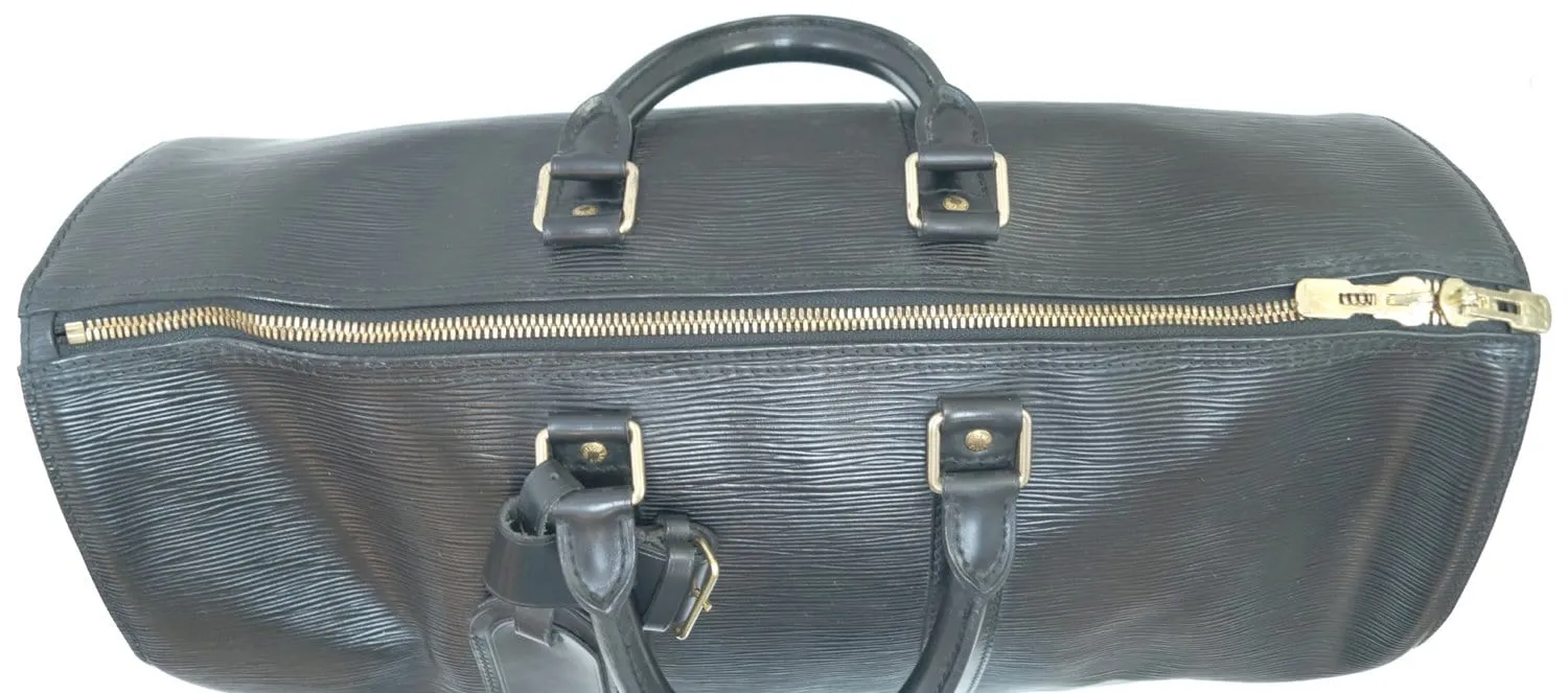 LOUIS VUITTON Epi Leather Black Keepall 45 Travel Boston Bag