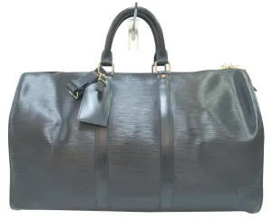 LOUIS VUITTON Epi Leather Black Keepall 45 Travel Boston Bag