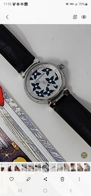 LOUIS VUITTON TAMBOUR FLOWERS & DIAMOND WATCH