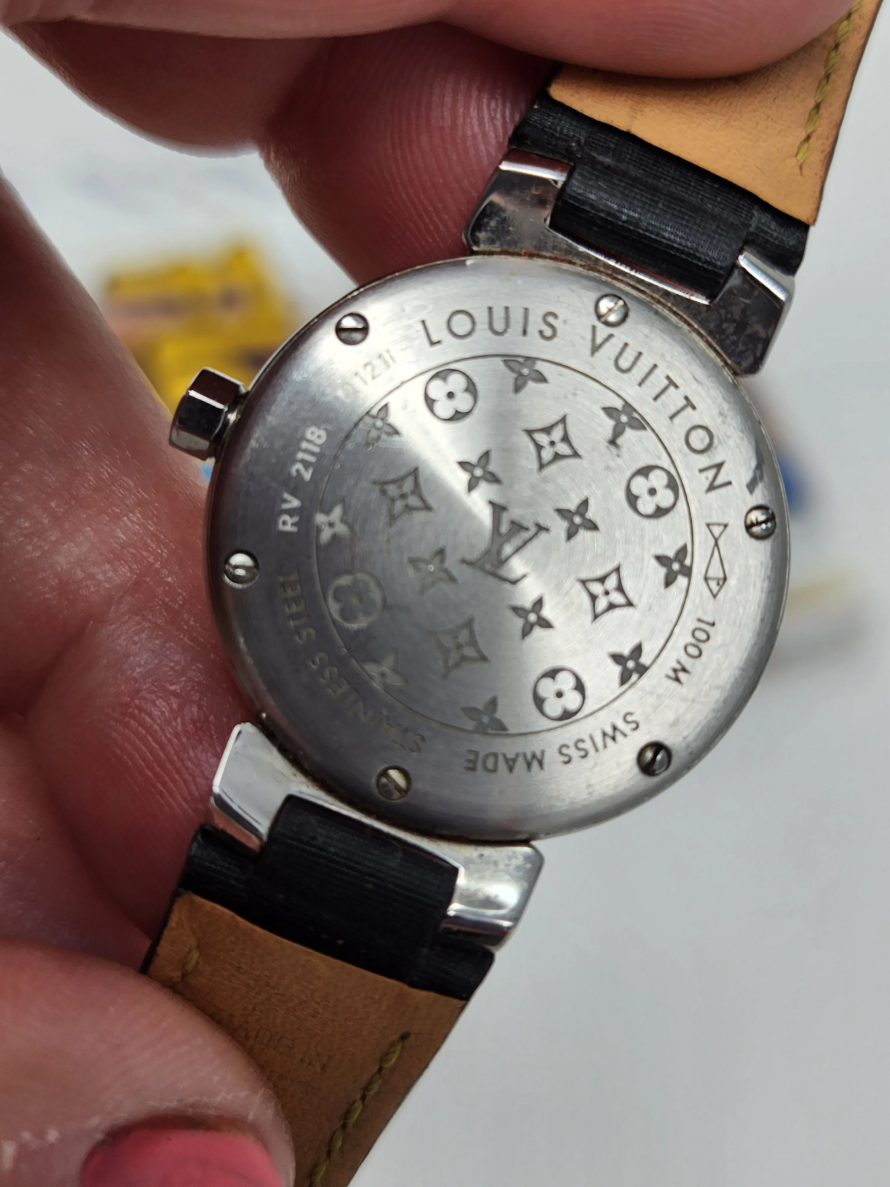 LOUIS VUITTON TAMBOUR FLOWERS & DIAMOND WATCH