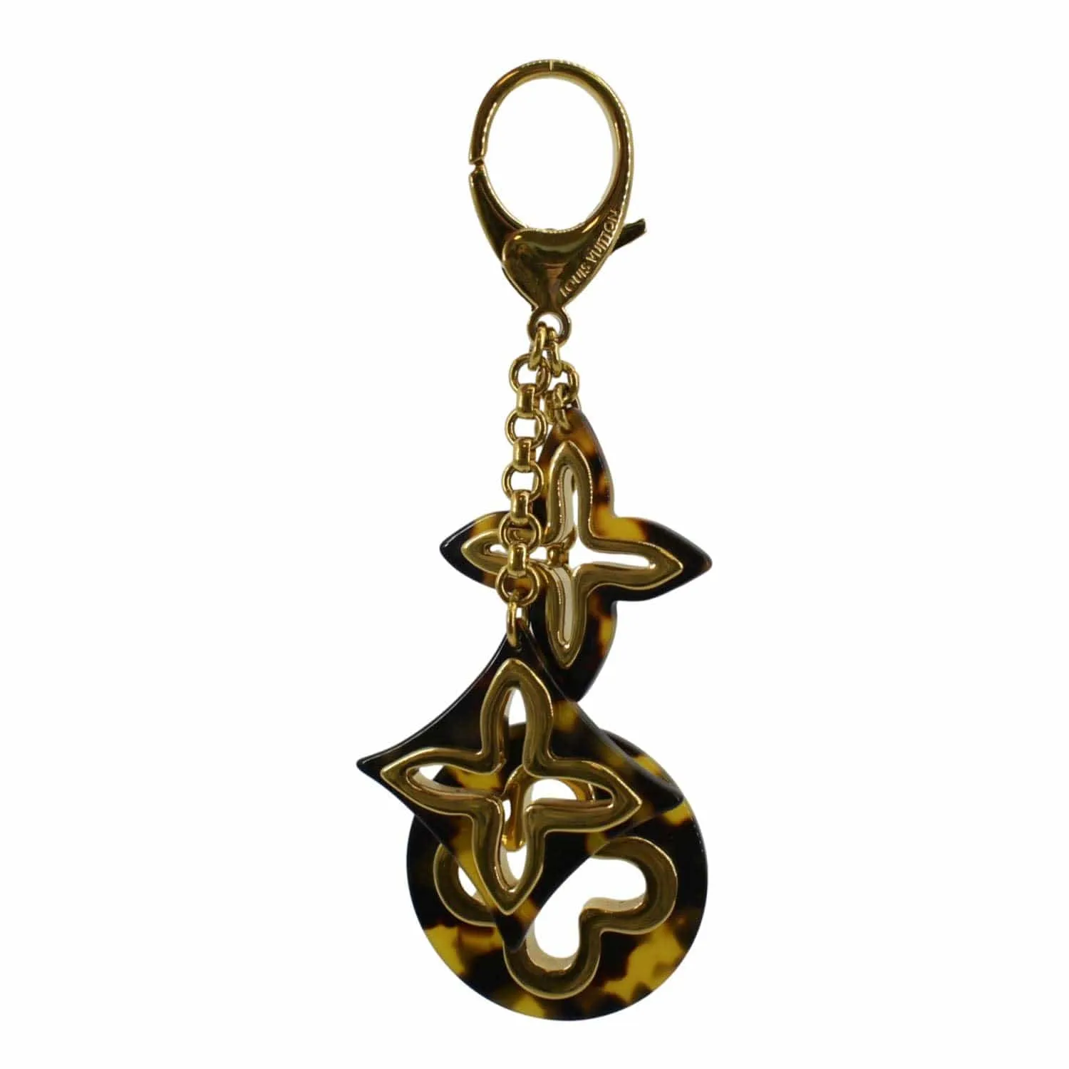 LOUIS VUITTON Tortoise Resin Insolence Monogram Bag Charm Gold