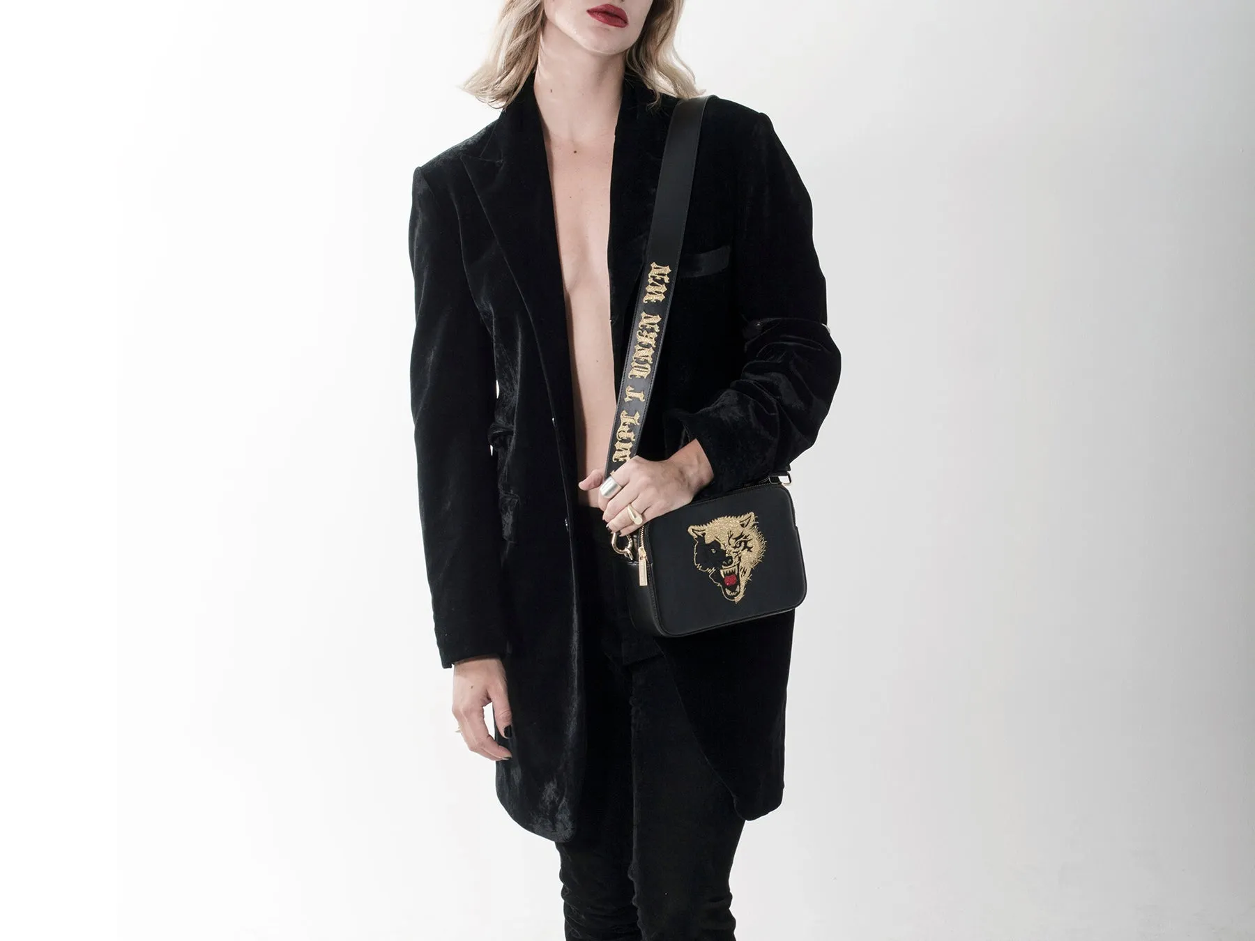 LTD.EDITION WOLF EMBROIDERED CROSSBODY BAG
