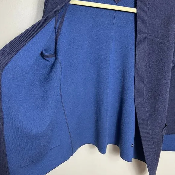 Lululemon Reverse Me Wrap Open Cardigan Sweater Merino Wool Blue Women Size 4