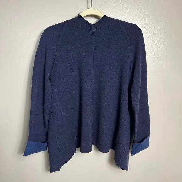 Lululemon Reverse Me Wrap Open Cardigan Sweater Merino Wool Blue Women Size 4