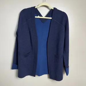 Lululemon Reverse Me Wrap Open Cardigan Sweater Merino Wool Blue Women Size 4