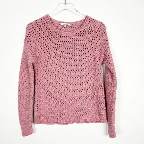 Madewell Open-Stitch Austen Pullover Sweater. Mauve. Size XS