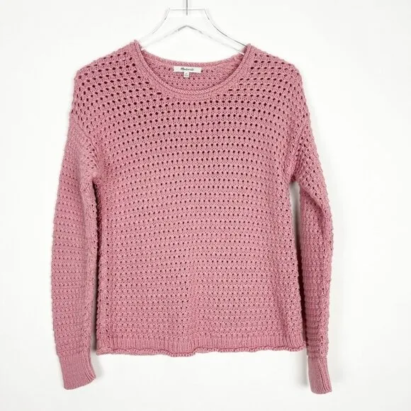 Madewell Open-Stitch Austen Pullover Sweater. Mauve. Size XS