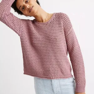 Madewell Open-Stitch Austen Pullover Sweater. Mauve. Size XS