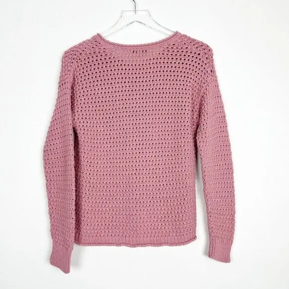 Madewell Open-Stitch Austen Pullover Sweater. Mauve. Size XS