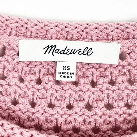 Madewell Open-Stitch Austen Pullover Sweater. Mauve. Size XS
