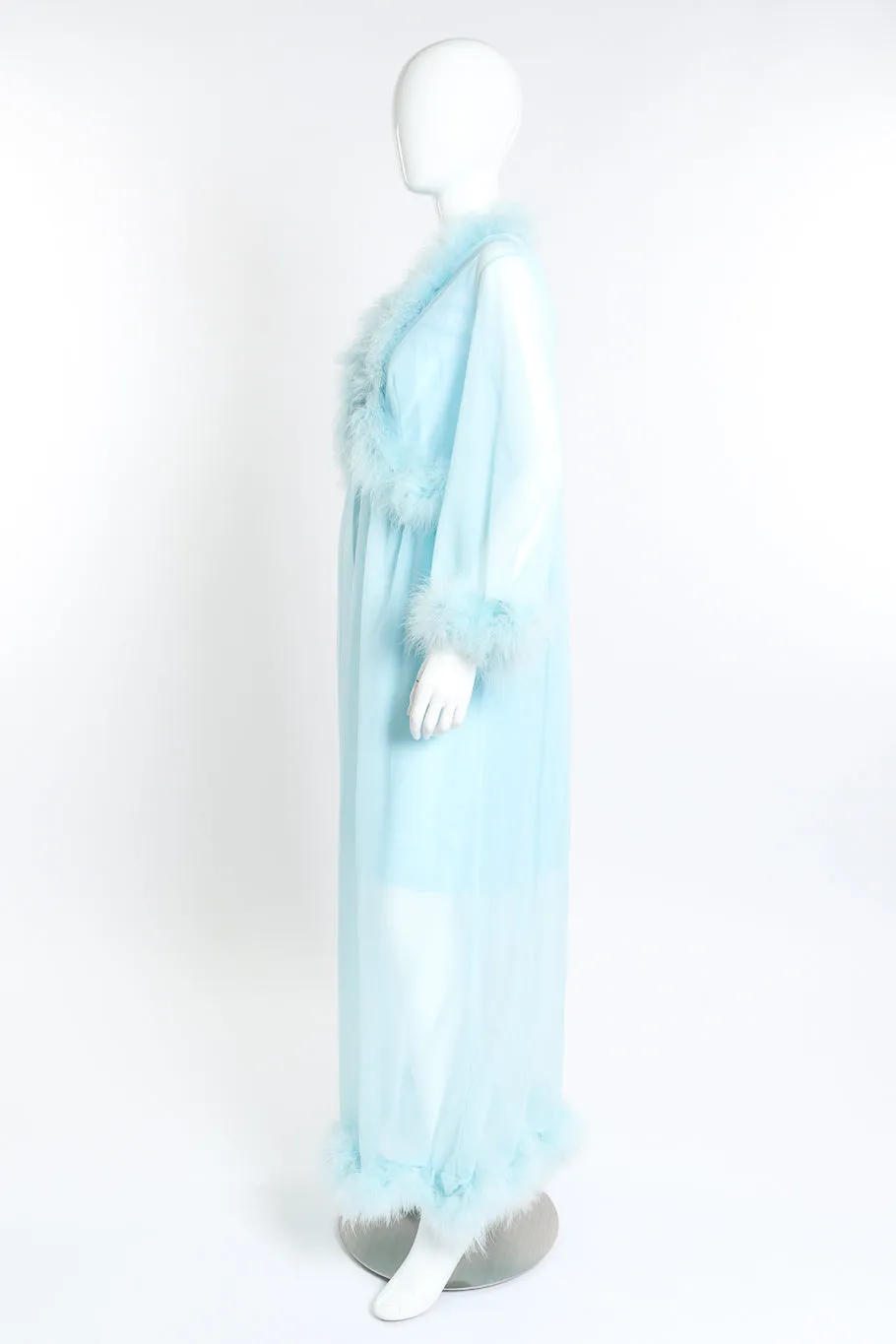 Marabou Trim Robe & Chemise Set