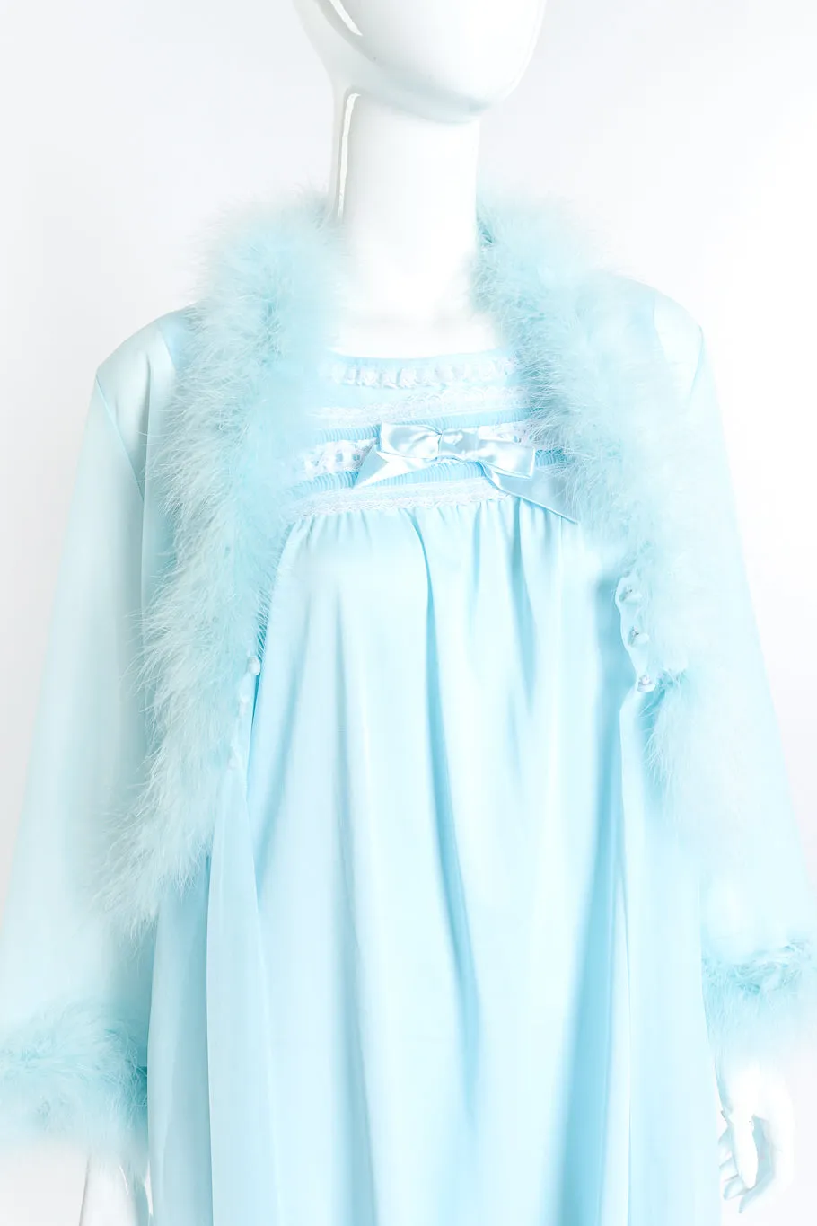 Marabou Trim Robe & Chemise Set
