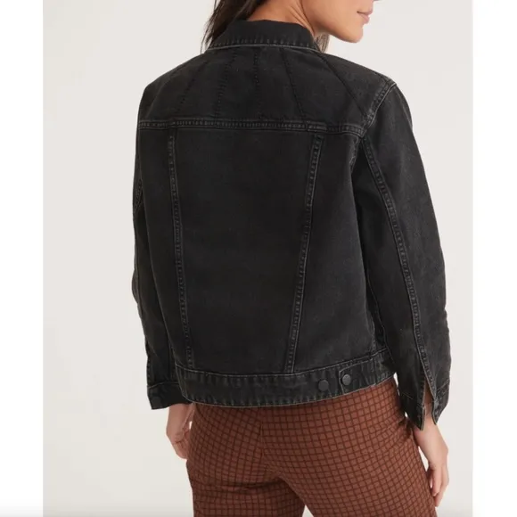 Marine Layer Washed Black Oversized Denim Jacket 100% Cotton Size Large