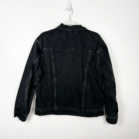 Marine Layer Washed Black Oversized Denim Jacket 100% Cotton Size Large