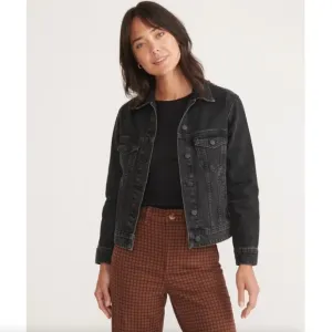 Marine Layer Washed Black Oversized Denim Jacket 100% Cotton Size Large