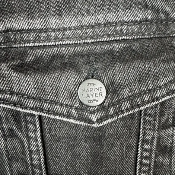Marine Layer Washed Black Oversized Denim Jacket 100% Cotton Size Large