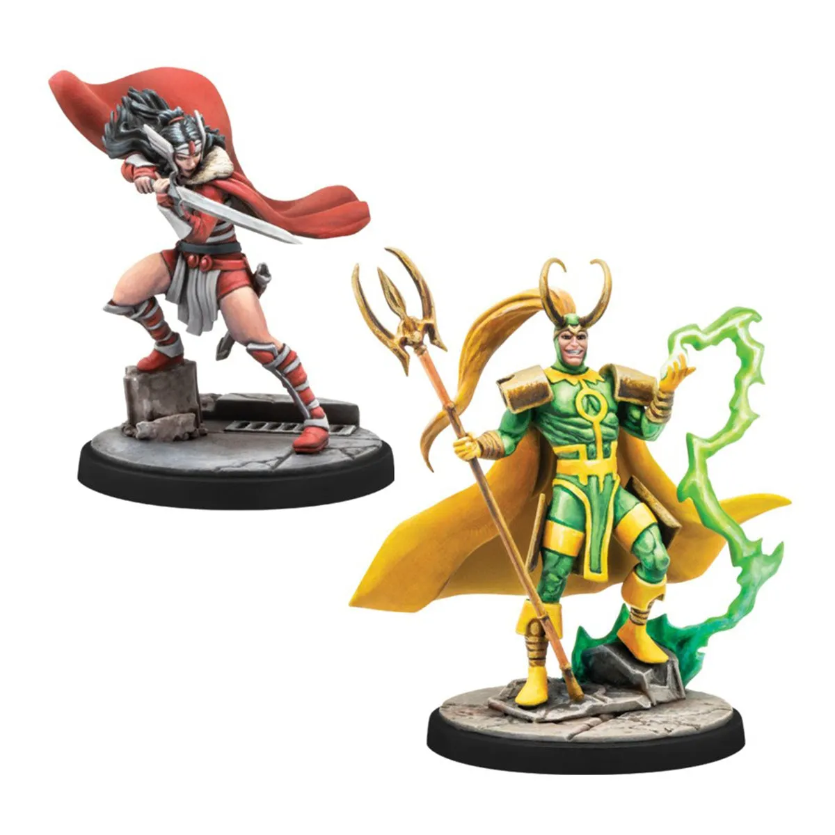 Marvel Crisis Protocol Miniatures Game Mighty Thor, Lady Sif, Classic Thor, & Classic Loki